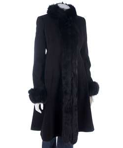 Marvin Richards Cashmere Blend Coat w/ Fox Fur Trim  