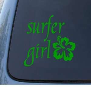 SURFER GIRL Hawaiian Tropical   Car, Truck, Notebook, Vinyl Decal 