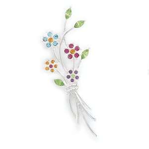  Bouquet of Flowers Fashion Pin with Multicolor Swarovski 
