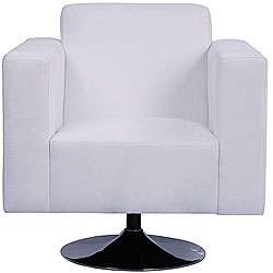 Ari Modern Pedestal Arm Chair White Microfiber  