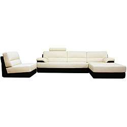 Juliana Modern Cream Leather Sectional Sofa/ Chair Set  