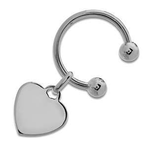  Italian Sterling Silver Heart and Hoop Key Ring Jewelry
