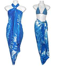 Light Blue Swirl Tie dye Sarong (Indonesia)  