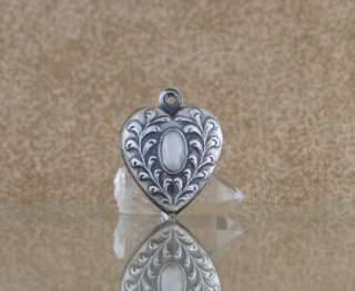 Vintage Sterling Silver Puffy Heart Bracelet Charm  
