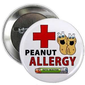 PEANUT ALLERGY Green EpiPen Medical Alert 2.25 inch Pinback Button 