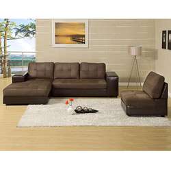 Holden 3 piece Sectional with Chaise and Armrest Storage   