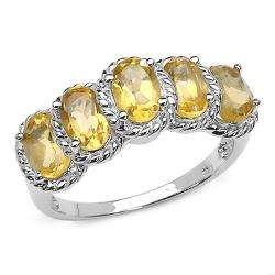 Sterling Silver Oval cut Citrine Tiered Rope Design Ring   