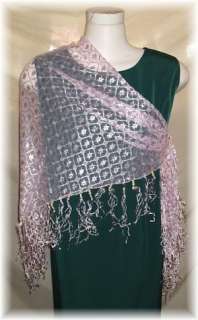 BEAUTIFUL NEW LACE & EMBROIDERED PINK SHAWL / WRAP  