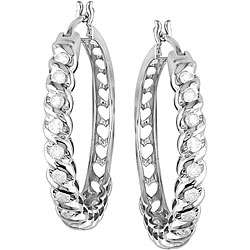 14k White Gold 1ct Diamond Hoop Earrings ( I J, I3 )  