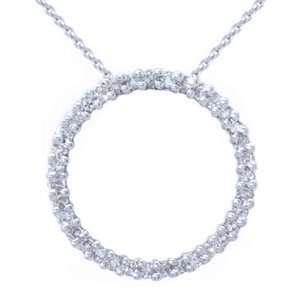  1 Carat Diamond White Gold Circle of Life Pendant W/Chain   18 
