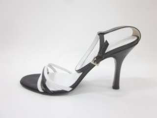 VIA SPIGA Black White Leather Strappy Sandals Pumps 10  