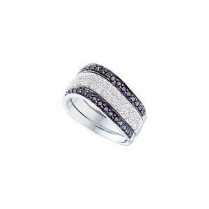   Cut Black and White Diamond Wedding Engagement Bridal Set Band Ring