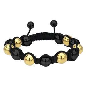Tibetan Knotted Bracelet   316L Surgical Steel with Gold and Black IP 