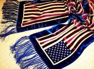 American Flag Silk Velvet Scarf Wrap Maya Matazaro Frng  