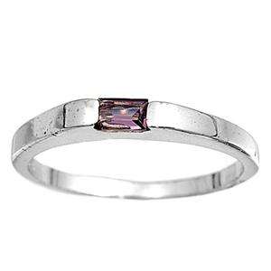 Sterling Silver Womens Kid Baby ring size 1 Purple CZ  