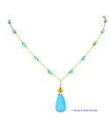 36 Exquisite Long Turquoise Station Necklace SOLID 18K GOLD  