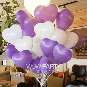  Shipping Free  12 Heart Shape White&purple Balloons 
