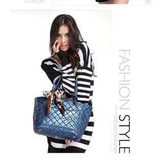 Designer Style Fashion Quilted & Scarf Purse Handbag ShoulderBag 3 