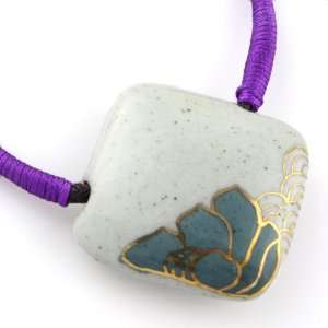  Gold Painted Lotus Ceramic Diamond Pendant With Coco Brown And Funky 
