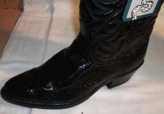 Acme All Black Python, Snakeskin Cowboy Boots, sz7 E NEW  