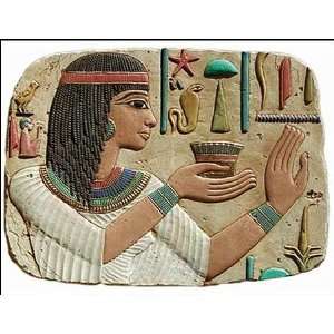Egyptian Princess Making Offering Wall Relief, Color Details  