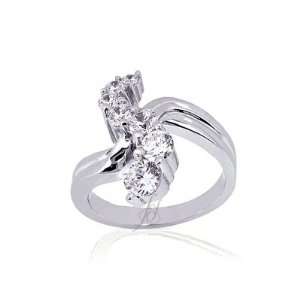   Round Cut Diamond Open Intertwined Fashion Ring 14K WHITE GOLD SI2 H