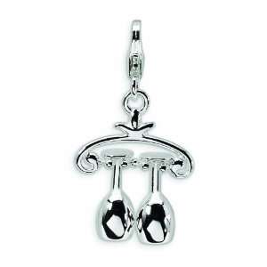  Sterling Silver 3 D Wine Rack W/Lobster Clasp Charm Amore 