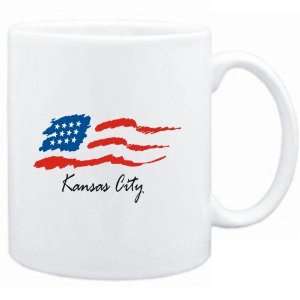  Mug White  Kansas City   US Flag  Usa Cities