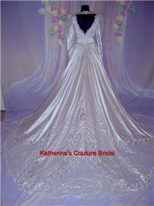 Wedding Dress Bridal sz 10 Gown #12 In Stock Cathedral White Satin 