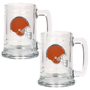  Cleveland Browns NFL 2pc 15oz Glass Tankard Set  Primary 
