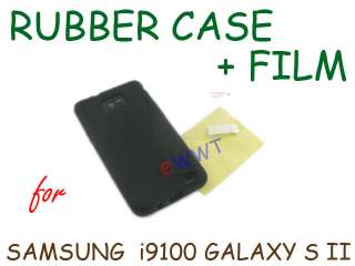 Black Silicone Soft Back Cover Case + Film for Samsung i9100 Galaxy S 