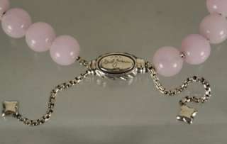 David Yurman 925 Sterling Silver Rose Quartz Bead Bracelet  
