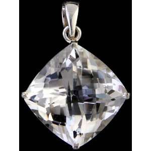Faceted Crystal Pendant   Sterling Silver