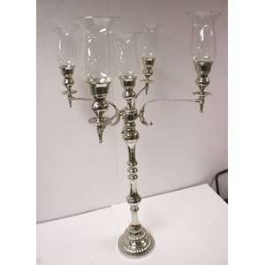  37 Inch 5 Light Candelabra with Bowl and Hurricanes