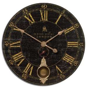  Cracked Black Paint Kitchen Clock 30 in. 