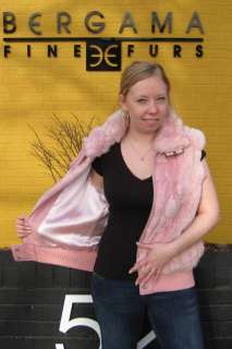 56169 New Baby Pink Rex Rabbit Fur Vest Jacket Coat M  