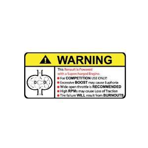  Renault Supercharger Type II Warning sticker decal