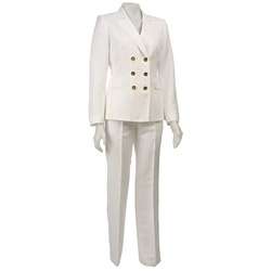 Tahari ASL Womens White 2 piece Double breasted Pant Suit   
