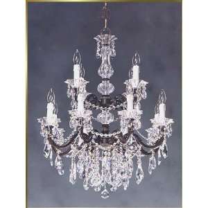 Small Crystal Chandelier, CL 1800, 12 lights, Antique Bronze, 26 wide 