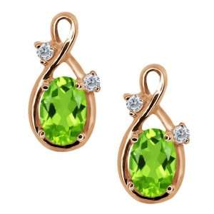  1.08 Ct Oval Green Peridot and Diamond Gold Plated 