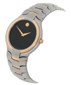 Movado Portico Mens Two tone Black Dial Watch  