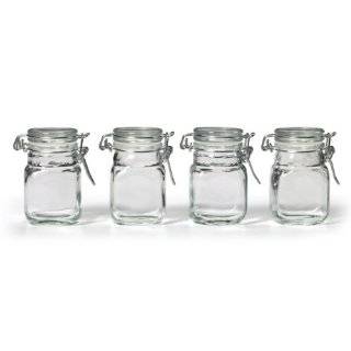Kamenstein Square Glass Jar with Hinge Glass Lid, 4 Piece Set