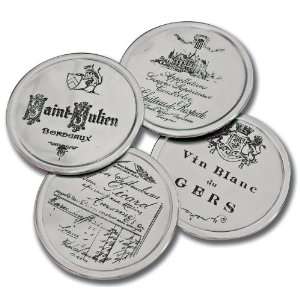  America Retold Etched Wine Coasters, Set of 4 Kitchen 