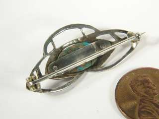 ANTIQUE ENGLISH ARTS CRAFTS SILVER TURQUOISE PIN BROOCH  