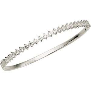  Sterling Silver 03.00 MM Cubic Zirconia Bangle Bracelet 