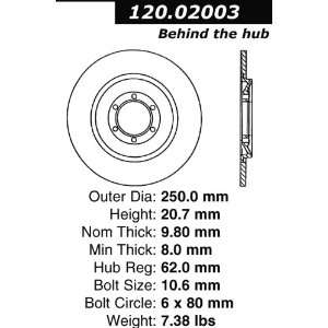  Centric Parts 120.02003 Premium Brake Rotor with E Coating 