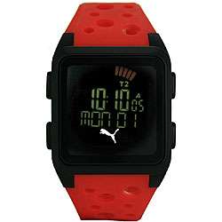 Puma Agitation Mens LCD Dial Red Strap Watch  