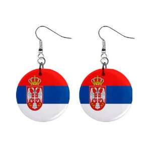 Serbia Flag Button Earrings