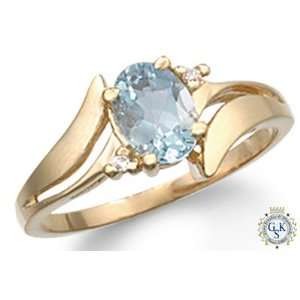  0.82 Ct Genuine Aquamarine Diamond Solid 14K Gold Ring 
