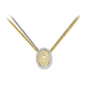 0.55 Ct Oval Fashion Diamond Pendant in Two Tone 18k Gold 
